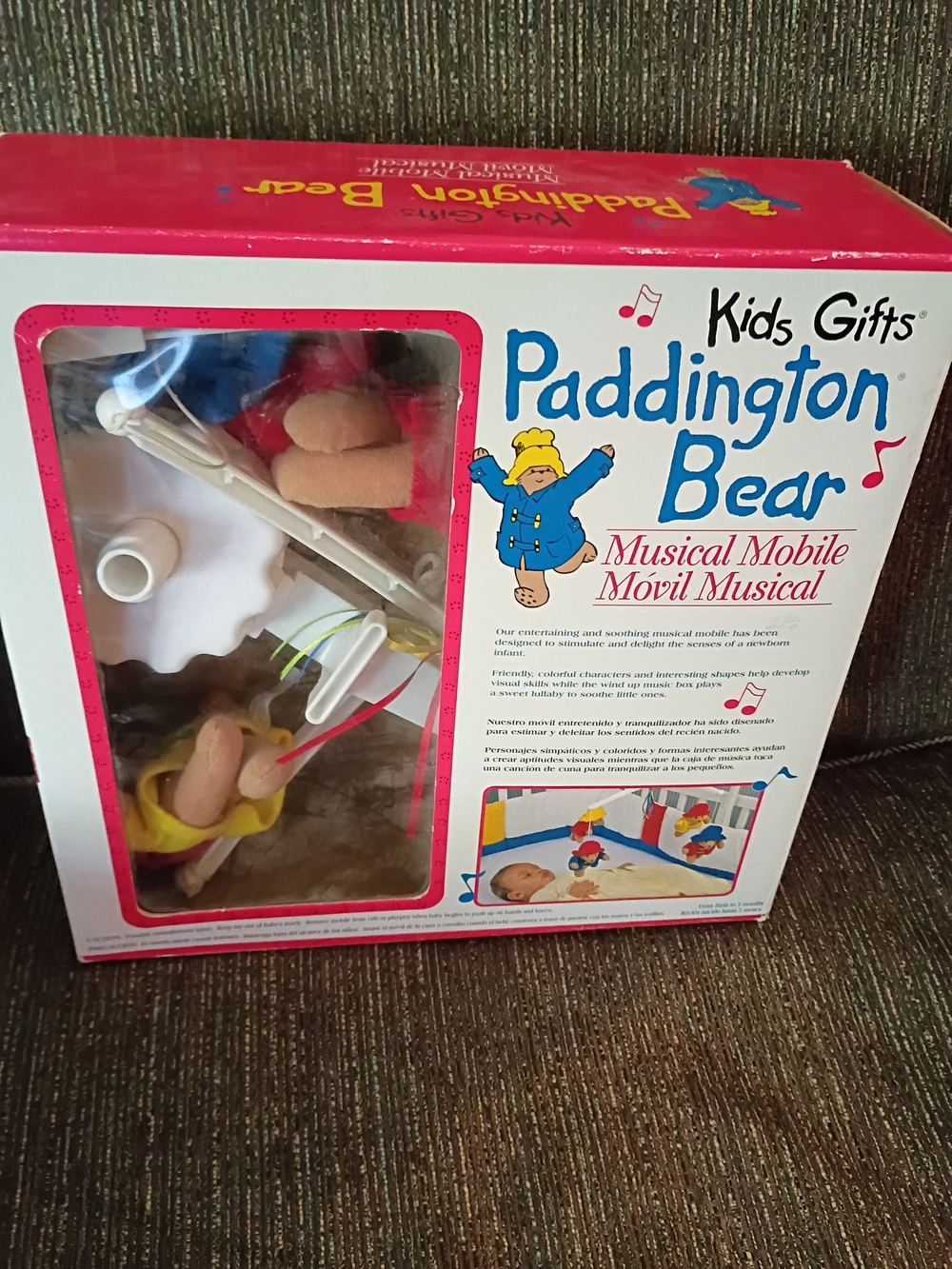 Paddington Bear Musical Mobile Vintage Nursery Decor w/ Box Works Plays Music